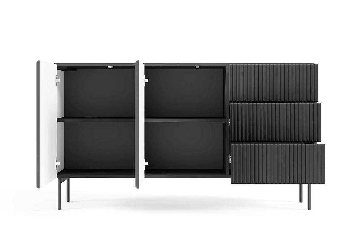 SIDEBOARD Tutti Schwarz, Kombikommode - Schwarz, Holzwerkstoff/Metall (147/81/40cm) - Bettso