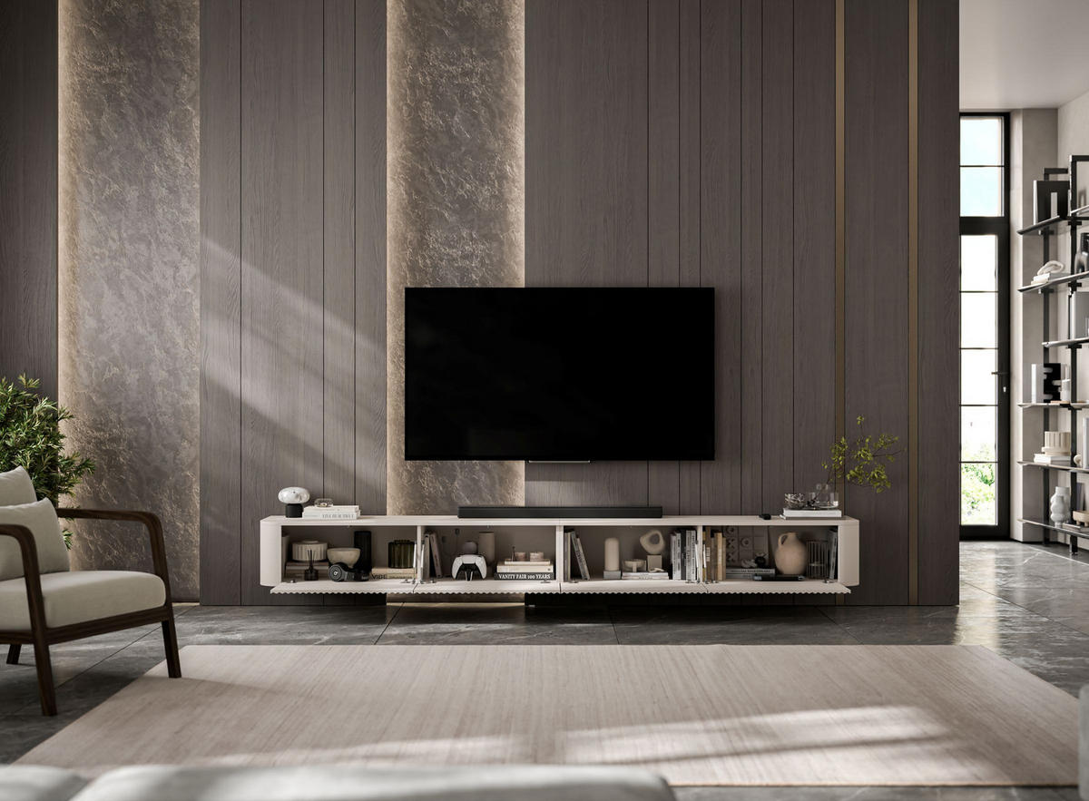 TV omarica Aurora, komplet 2 kosov, mat kašmir, 280 cm - kašmir, leseni material (280/30/35cm) - Meble Lindner