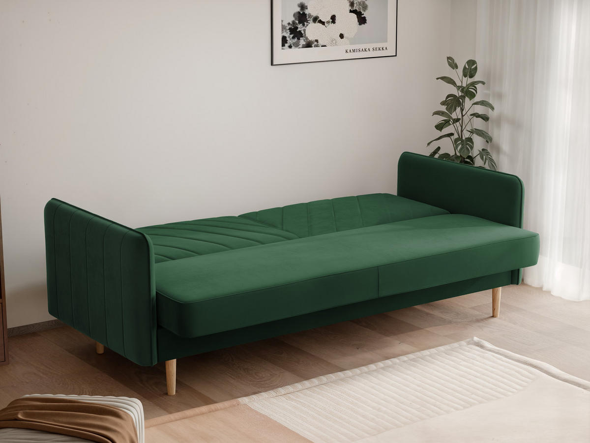 SCHLAFSOFA COLETTE mit Bettkasten Grün - Grün, Holzwerkstoff/Kunststoff (200/85/90cm) - Idohome
