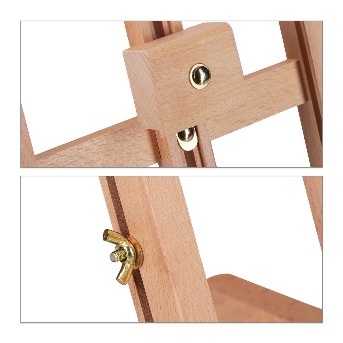 TISCHSTAFFELEI - Hellbraun, Holz/Metall - Relaxdays