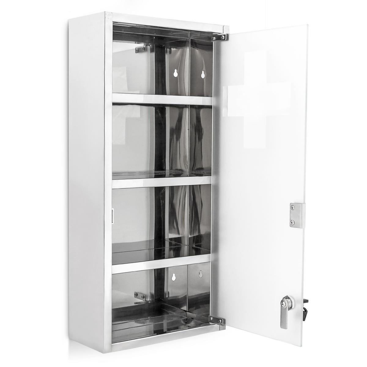 MEDIZINSCHRANK - Silberfarben, Glas/Metall (27/57/12cm) - Relaxdays