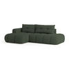 ECKSOFA FLUMA L-S Grün Boucle-Stoff mit Schlaffunktion - Grün, Holz (279/158cm) - MASSENO