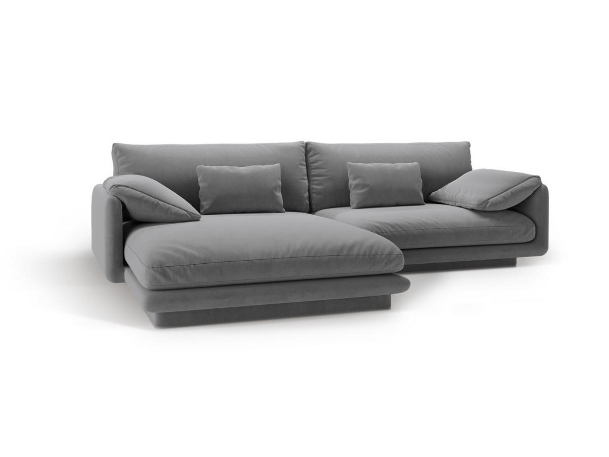ECKSOFA links Torino aus Samt hellgrau 4 Sitzplätze - Hellgrau, Textil (170/250cm) - Micadoni