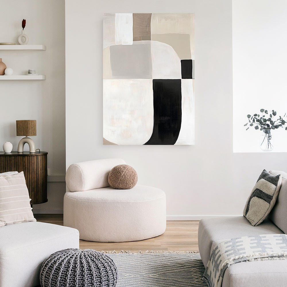 LEINWANDBILD Formen Abstraktion Minimalismus 80x120cm - Beige, Textil (80/120cm) - Feeby