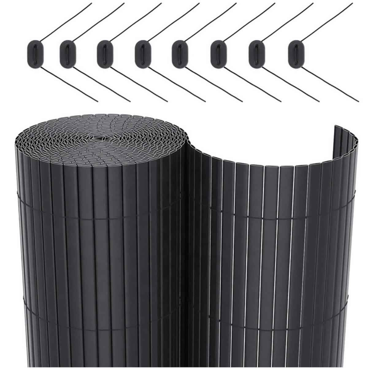 SICHTSCHUTZZAUN aus PVC in Dunkelgrau aufrollbar flexibles Roll-up Design für Garten & Haustierschutz 300x100cm - Dunkelgrau, Kunststoff (300/1cm) - Livingandhome