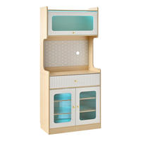 BUFFET DE-38320 80/40/180 cm mit LED-Beleuchtung und Riffelglas Natur - Naturfarben, Holzwerkstoff (80/180/40cm) - ComfortXL