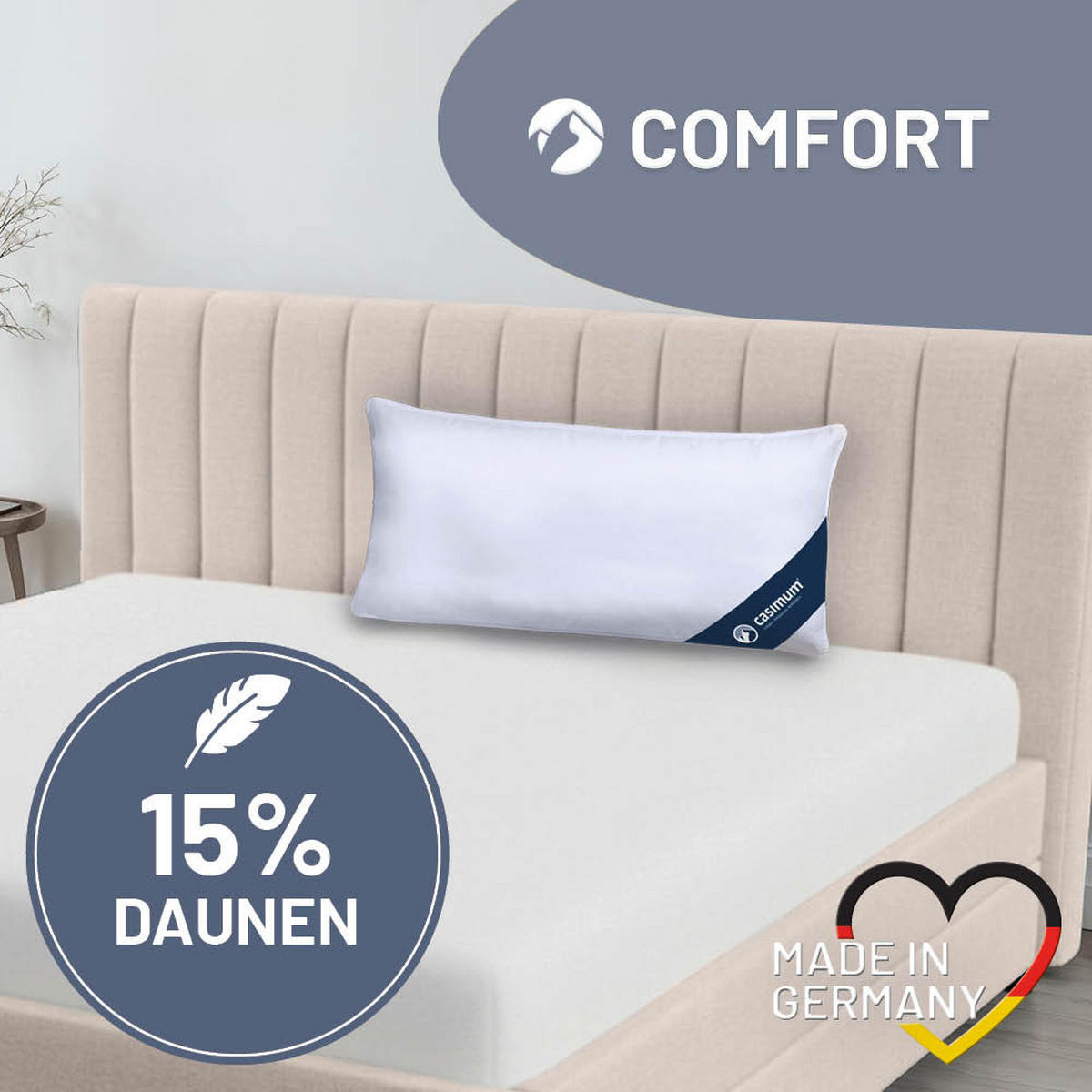 KOPFKISSEN 40x80 cm weich & stützend, Daunenkissen 85% Federn & Daunen - Weiß, Textil (40/80cm) - casimum