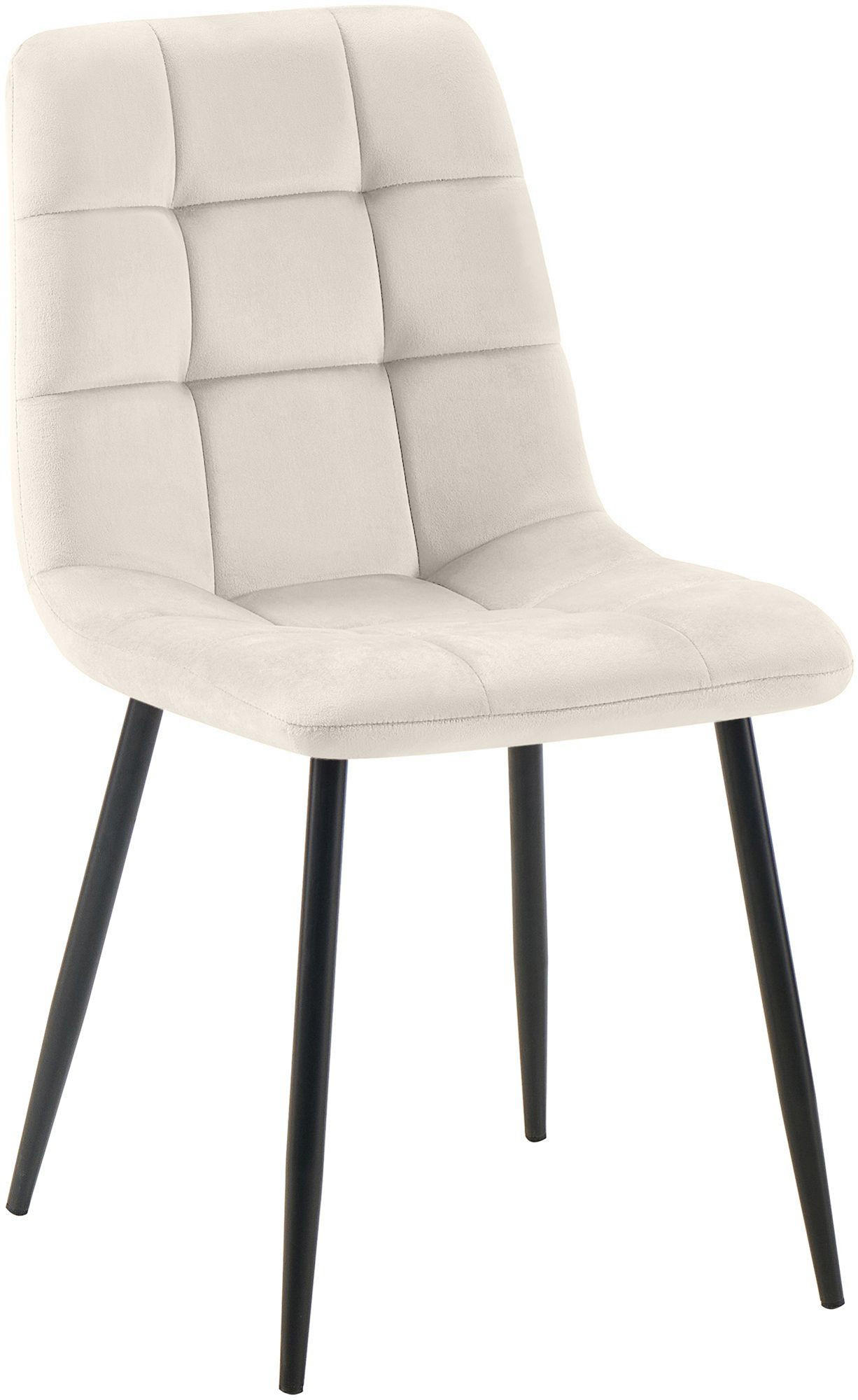 STUHL Samt Cremeweiß - Weiß, Textil/Metall (45/84/55cm) - CLP