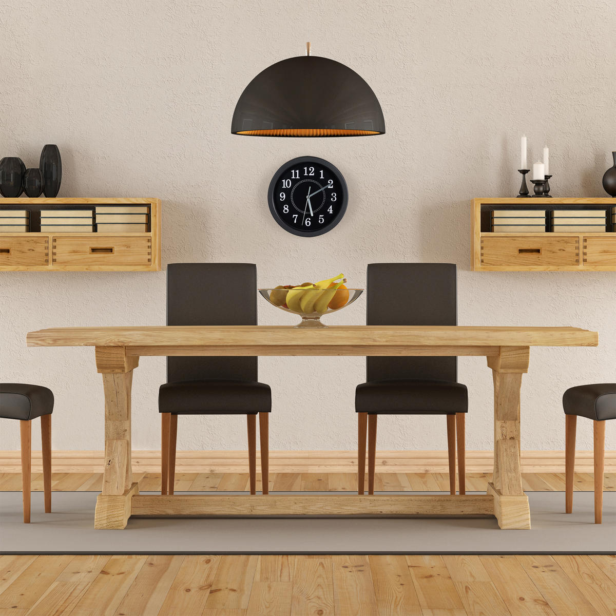 WANDUHR - Schwarz, Kunststoff (20/20/4cm) - Relaxdays