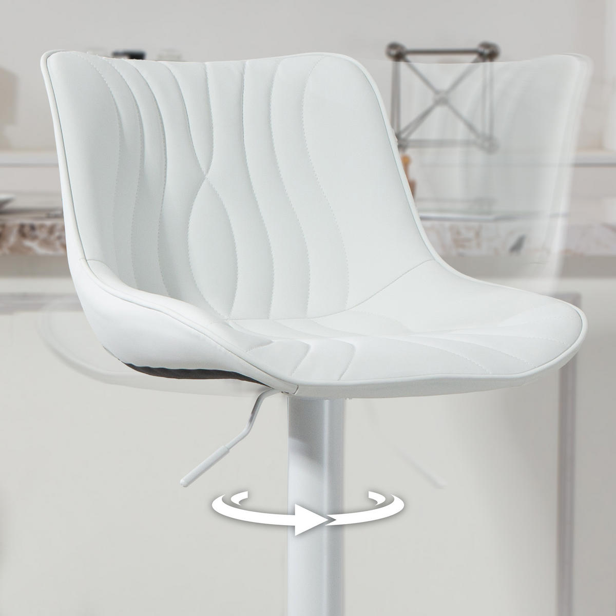 BARHOCKER 2er-Set DE-14774 höhenverstellbar & 360° schwenkbar Weiß - Weiß, Metall (47.5/110/54cm) - ComfortXL