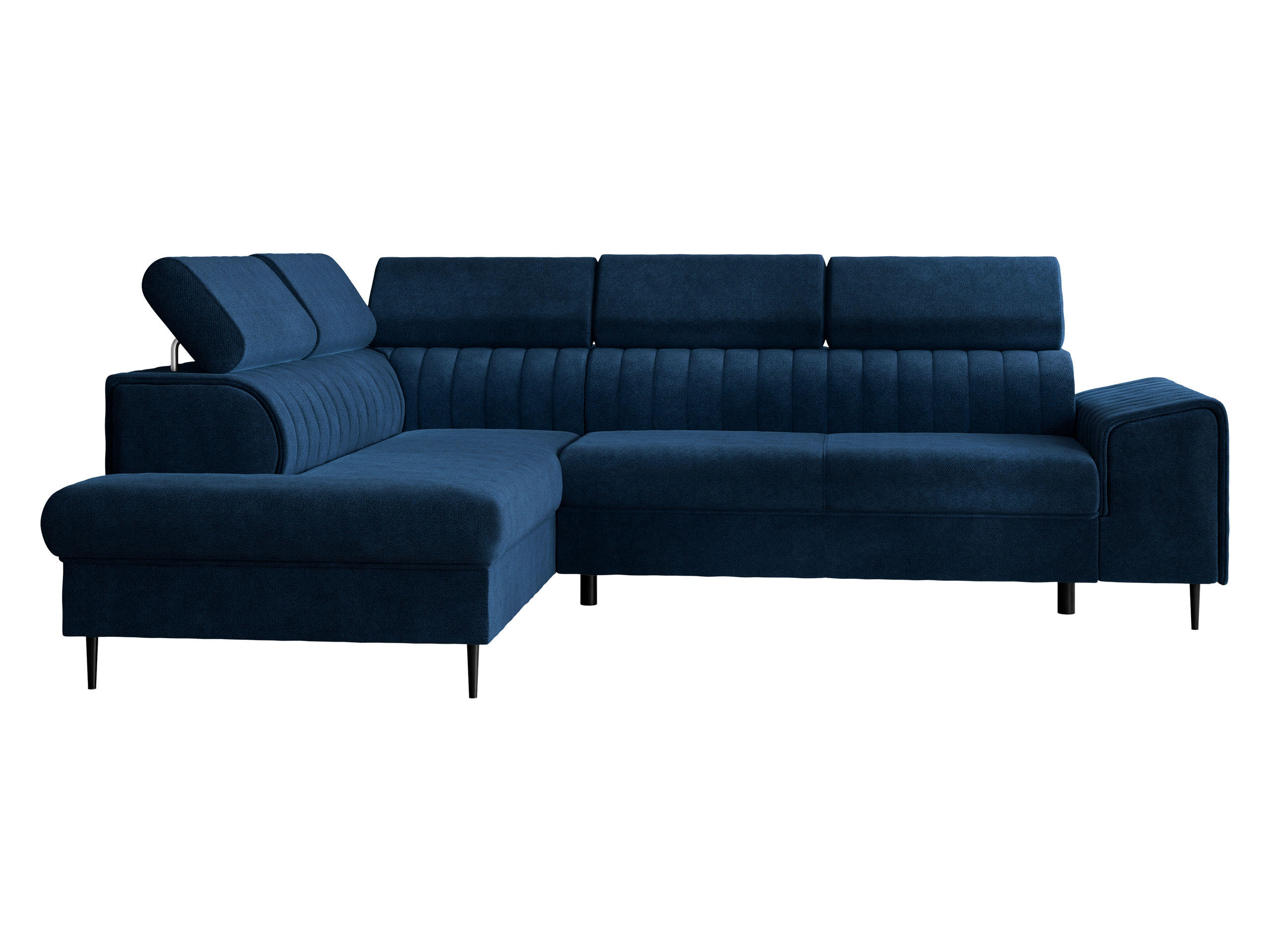 ECKSOFA Kadurin, Seite: Links - Schwarz/Dunkelblau, Holz/Kunststoff (276/206cm) - MIRJAN24