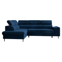 ECKSOFA Kadurin, Seite: Links - Schwarz/Dunkelblau, Holz/Kunststoff (276/206cm) - MIRJAN24