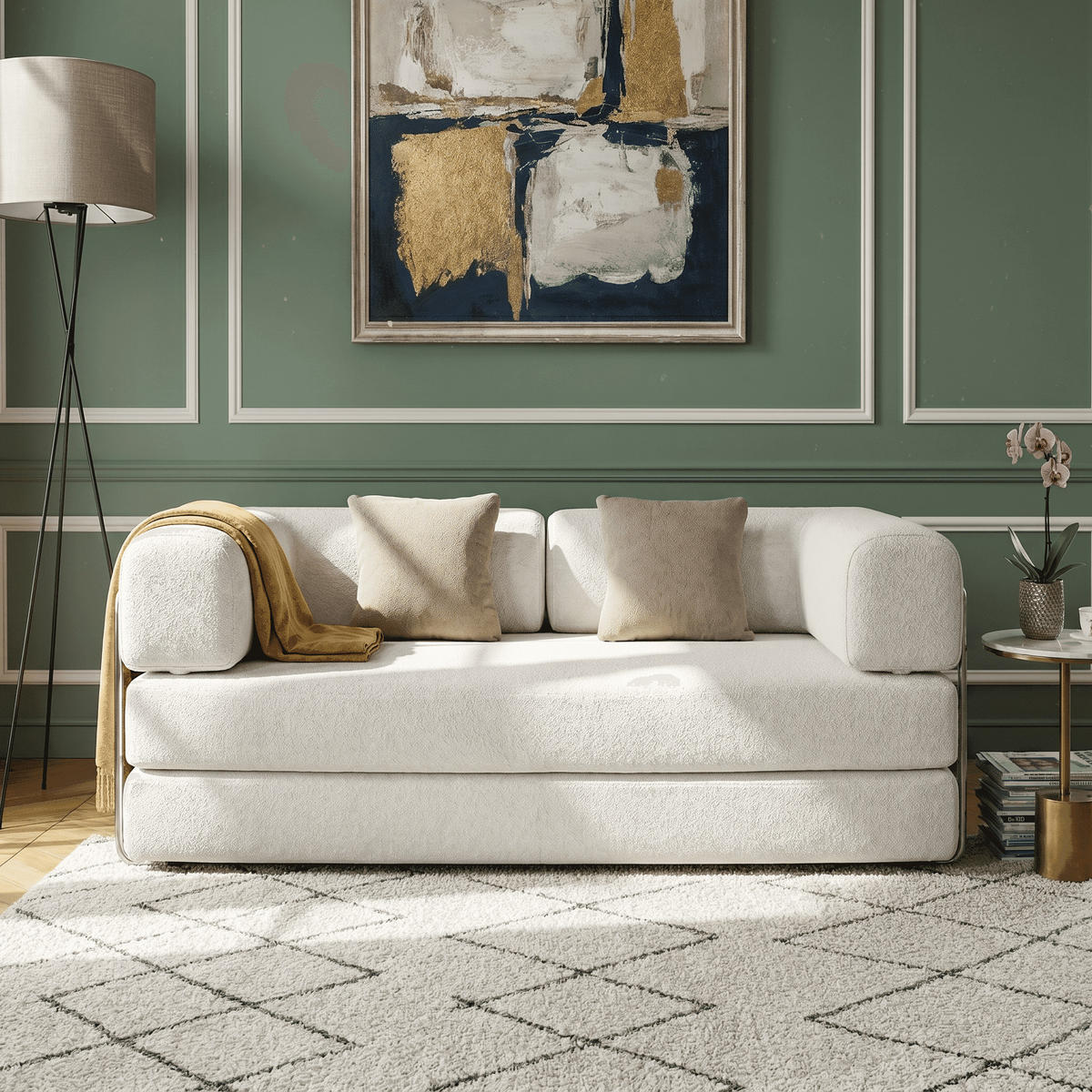 SCHLAFSOFA Kaia Weiß Sand - Beige, Textil (180/70/100cm) - COCO Living