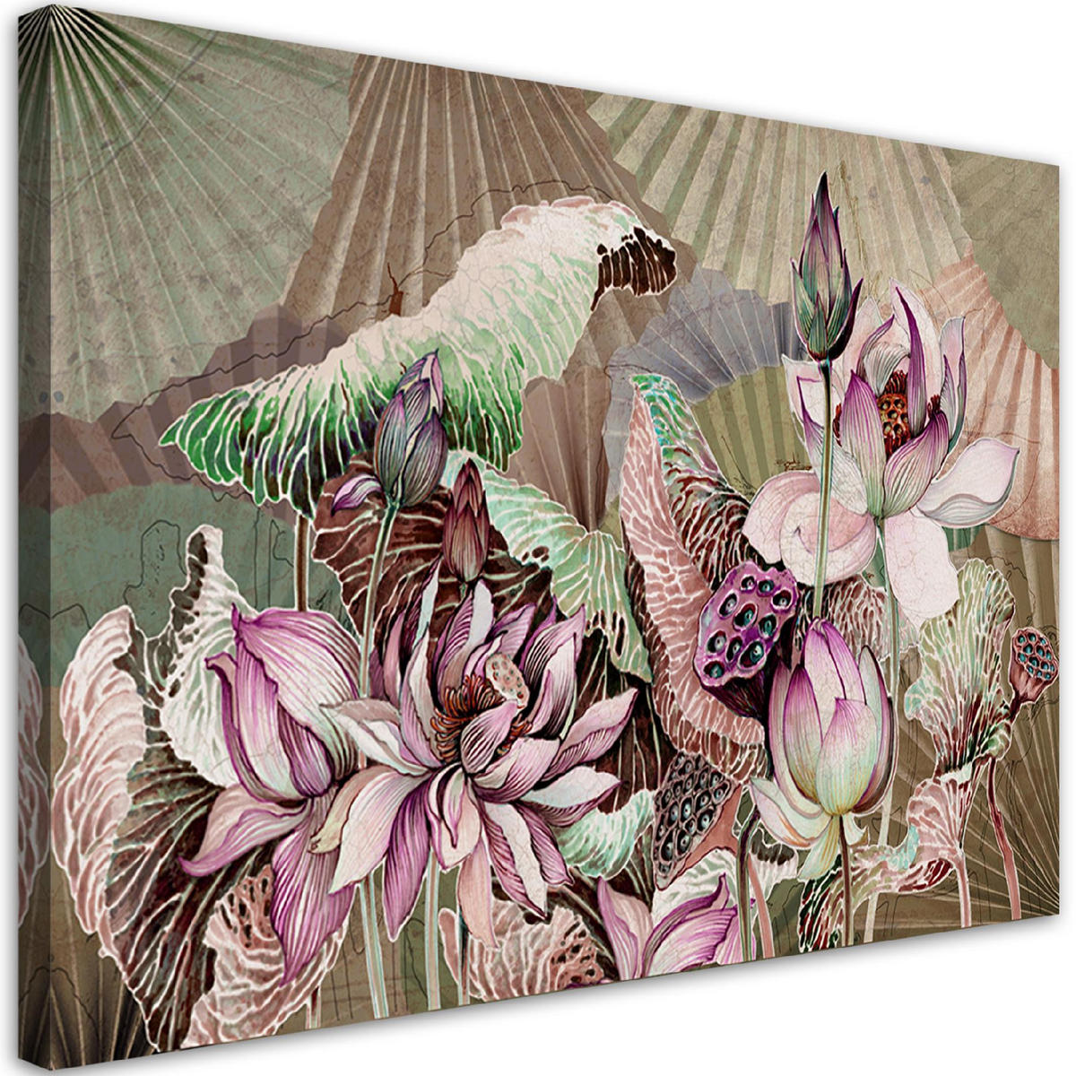 WANDBILD heilige lotos und fanter - Beige, Textil (60/40cm) - Feeby