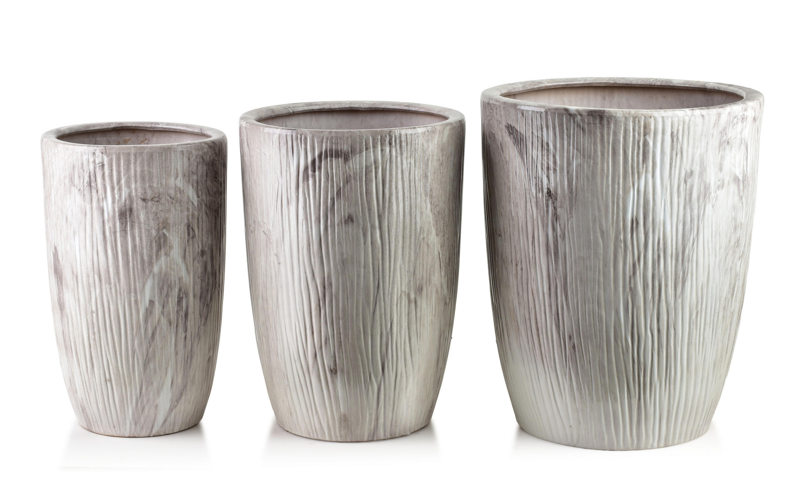 BLUMENTOPF Neva 3er Set beige 37/37/47 cm Keramik - Beige, Keramik (37/47/37cm) - Mondex