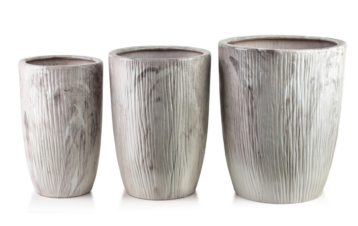 BLUMENTOPF Neva 3er Set beige 37/37/47 cm Keramik - Beige, Keramik (37/47/37cm) - Mondex