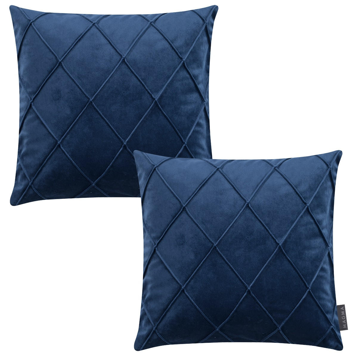 KISSENHÜLLE 2er Set Nobless Rauten 40/40 cm dunkelblau - Dunkelblau, Textil (40/40cm) - Magma Heimtexx