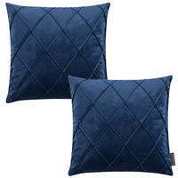 KISSENHÜLLE 2er Set Nobless Rauten 40/40 cm dunkelblau - Dunkelblau, Textil (40/40cm) - Magma Heimtexx