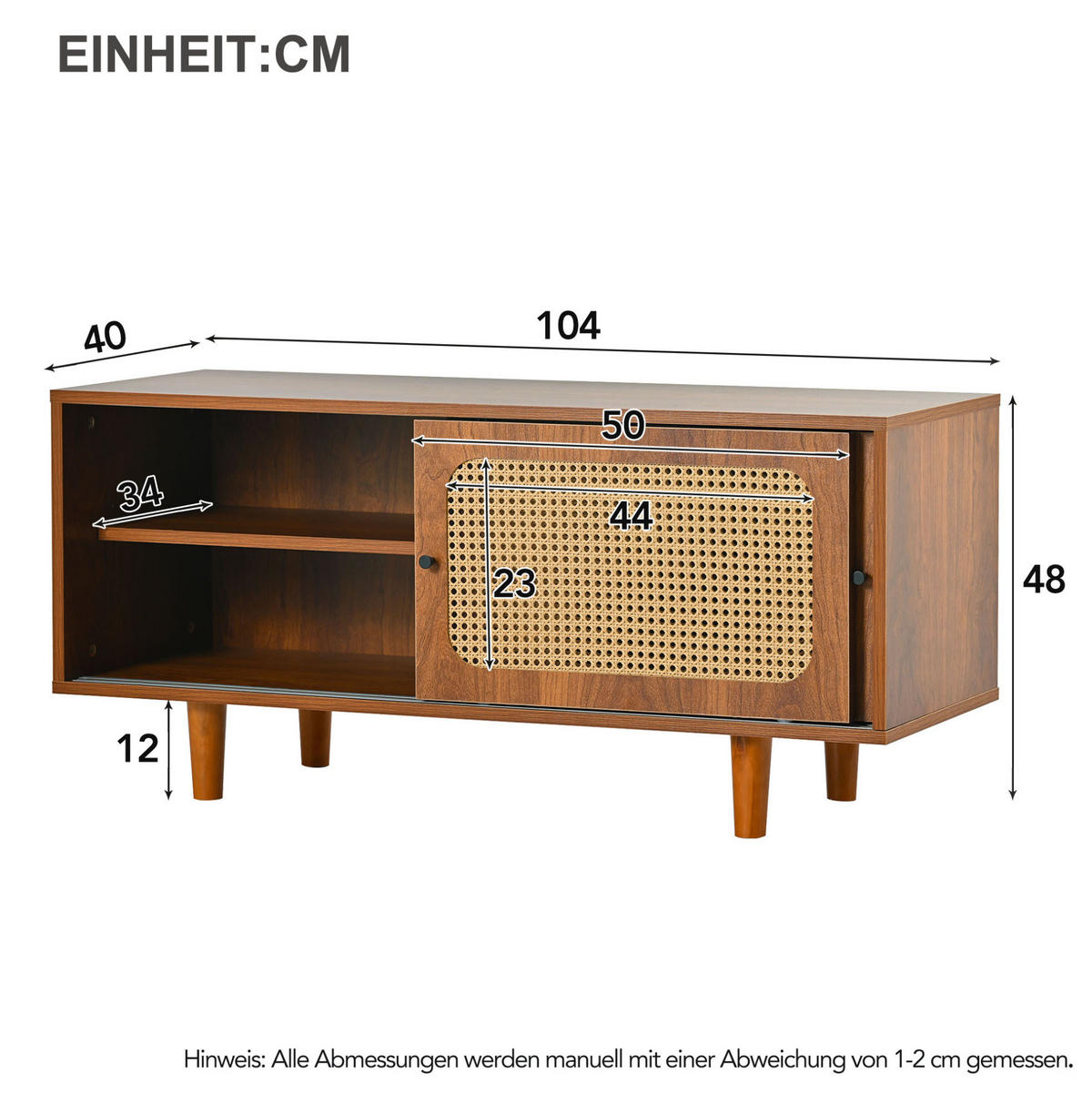 SCHUHSCHRANK mit 2 Türen 104 x 40 x 48 cm Walnut - Walnussfarben, Holz (40/48/104cm) - Beauniv