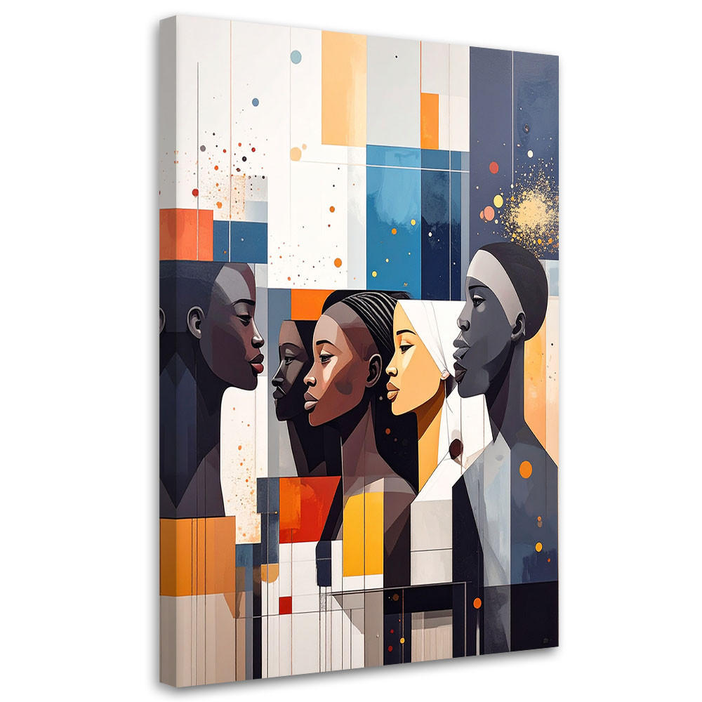 LEINWANDBILD Figuren Gesichter Abstrakt 60x90cm - Multicolor, Textil (60/90cm) - Feeby