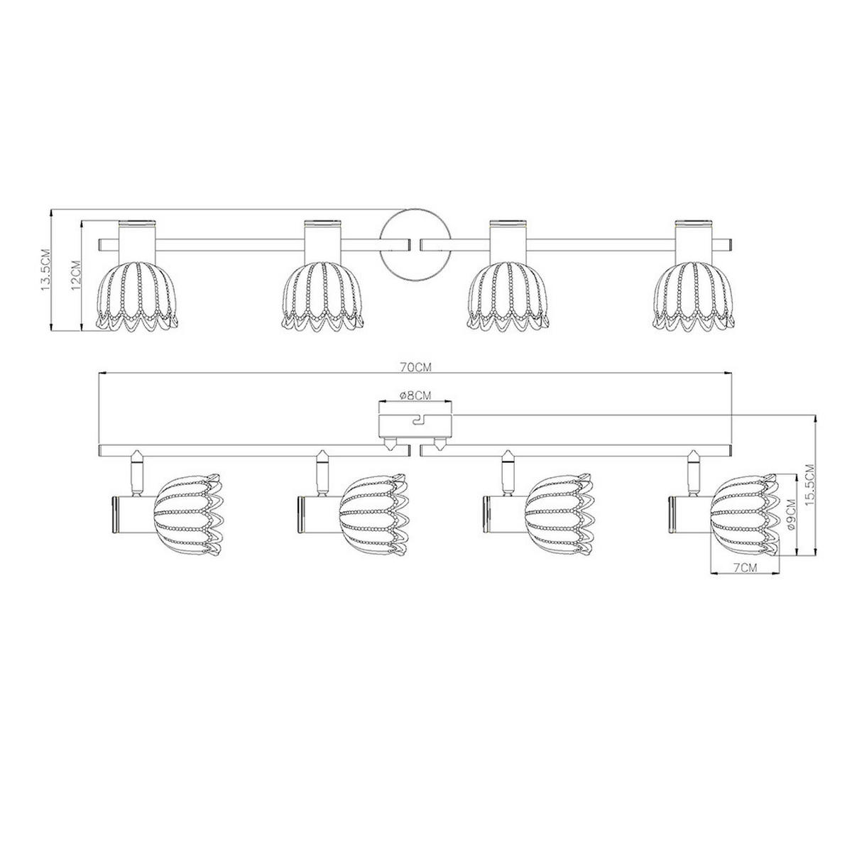 LED DECKENLEUCHTE Metall, Glas, sandfarben, bewegliche Spots - Bernsteinfarben, Glas (70/9/15.5cm) - Globo Lighting