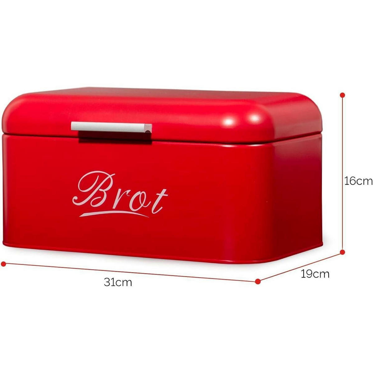 BROTKASTEN Rot 31cm - Rot, Metall (19/16/31cm)