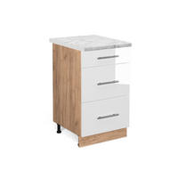 KÜCHENUNTERSCHRANK Fame-Line Bordeaux Hochglanz 50 cm, AP Anthrazit - Honigeiche/Bordeaux, Holzwerkstoff (50/82/60cm) - Vicco