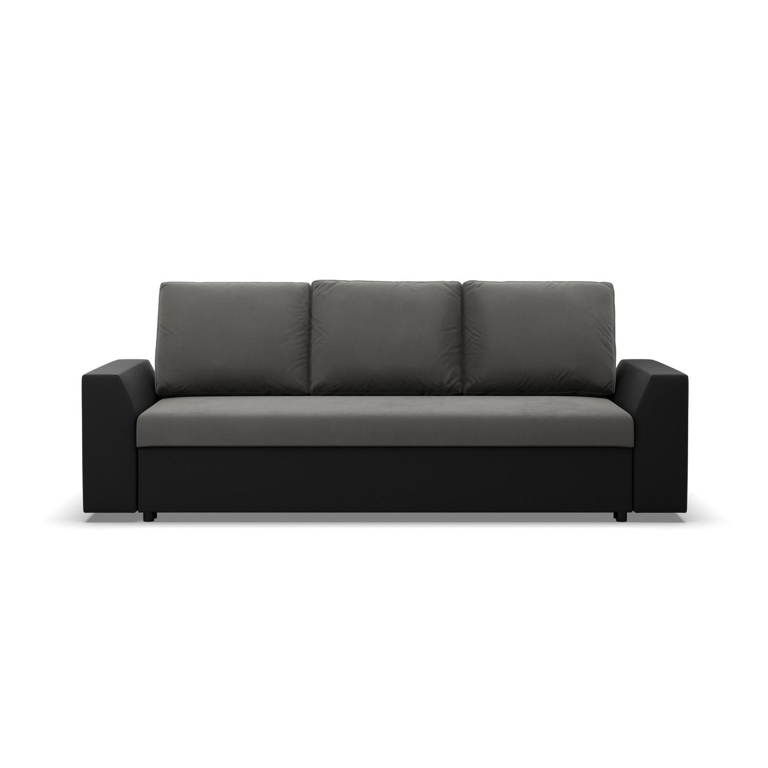 SOFA 3-SITZER MIT SCHLAFFUNKTION LUGO Grau/Schwarz - Schwarz/Grau, Textil (92/92/232cm) - Mebligo