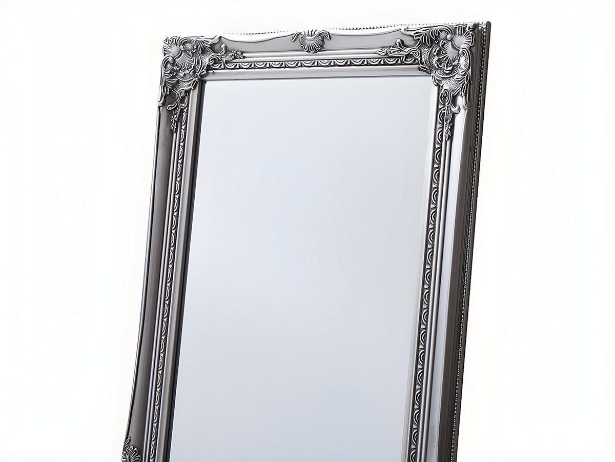 STANDSPIEGEL mit Füßen - 50cm x 4cm - Eukalyptus - silberfarben - ELVIRE - Silberfarben, Holz (50/170/4cm) - Vente-Unique