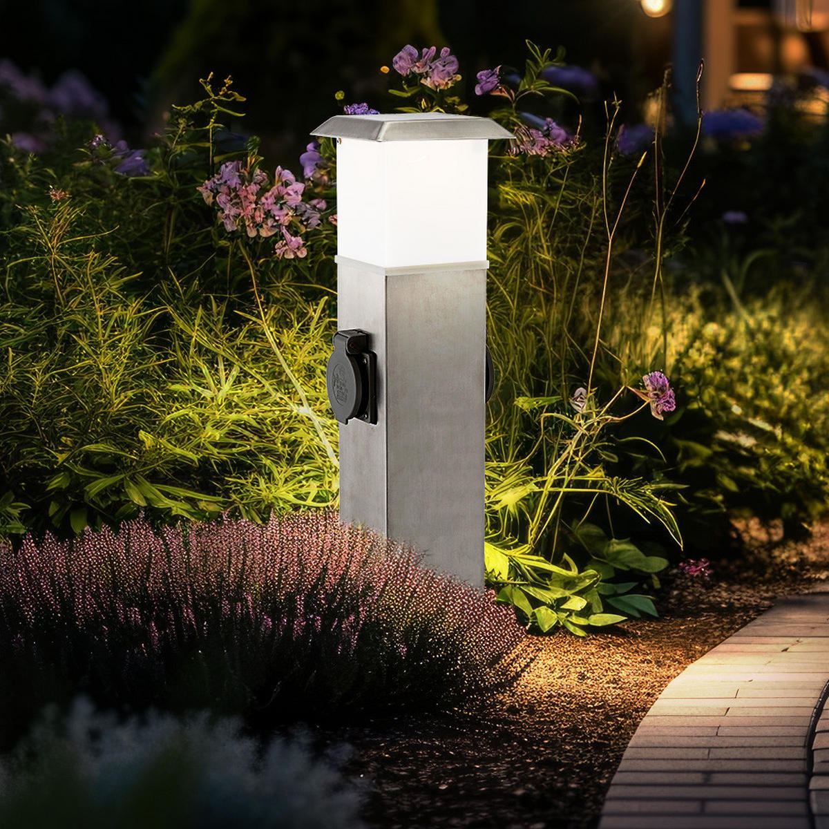 LED WEGELEUCHTE Edelstahl Silber - Silberfarben, Metall (15.5/40/15.5cm)