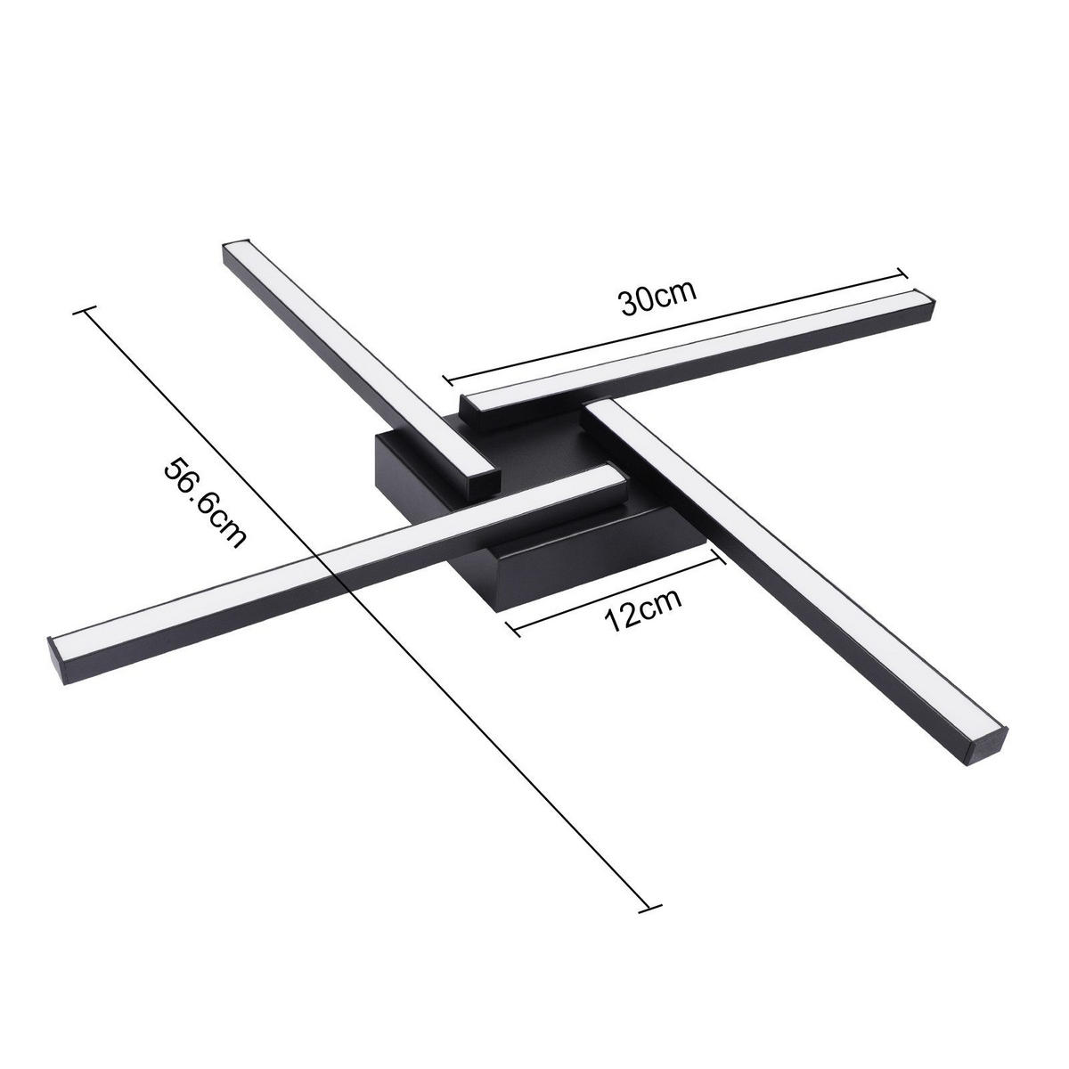 LED-DECKENLEUCHTE Merseburg 56.6/56.6/4.8 cm - Schwarz, Metall (56.6/56.6/4.8cm) - Nettlife