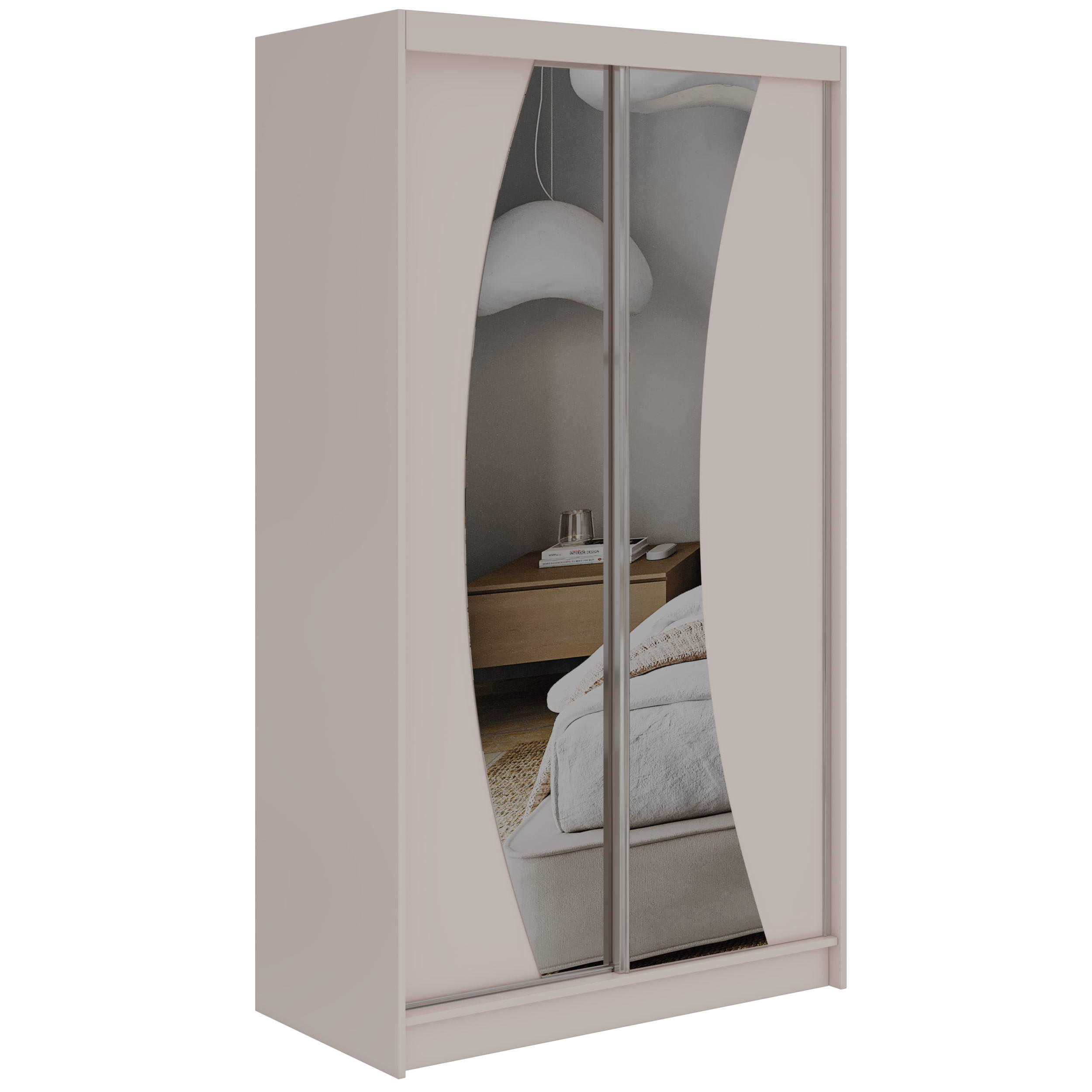 SCHWEBETÜRENSCHRANK mit Schubladen 120 - VERONA - Kaschmir mit Spiegel - Kaschmir/Alufarben, Holzwerkstoff/Metall (120/216/61cm) - MKS