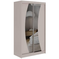 SCHWEBETÜRENSCHRANK mit Schubladen 120 - VERONA - Kaschmir mit Spiegel - Kaschmir/Alufarben, Holzwerkstoff/Metall (120/216/61cm) - MKS