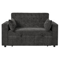 SCHLAFSOFA aus Chenille 140x137x84 cm Grau mit Schlaffunktion, USB-Anschluss, Getränkehalter und verstellbarer Rückenlehne - Grau, Textil (137/84/140cm) - Modfu
