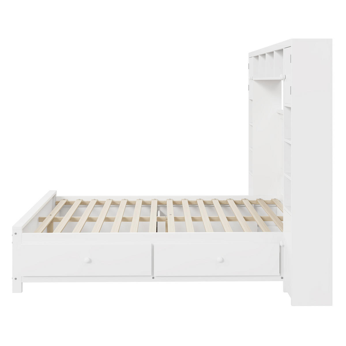 KINDERBETT 140/200 cm DE-01210, in Weiß, mit 4 Schubladen und Stauschrank - Weiß, Holz (140/200cm) - ComfortXL