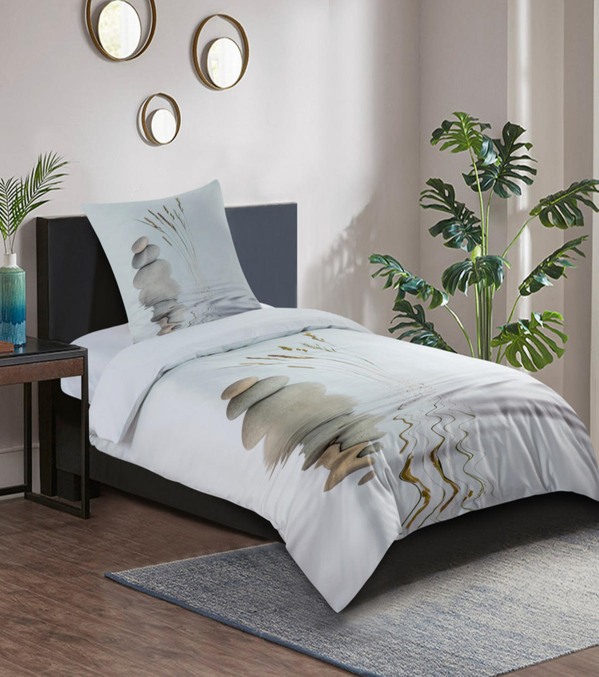 BETTWÄSCHE 2-teilig Balance - Weiß, Naturmaterialien (135/200cm) - Sanilo