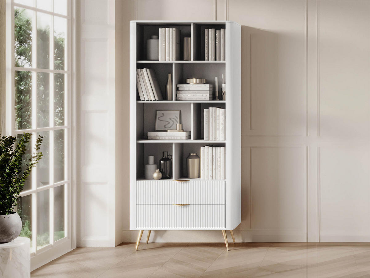 BÜCHERREGAL Lante - Goldfarben/Weiß, Holzwerkstoff/Metall (88/194/38cm) - MIRJAN24