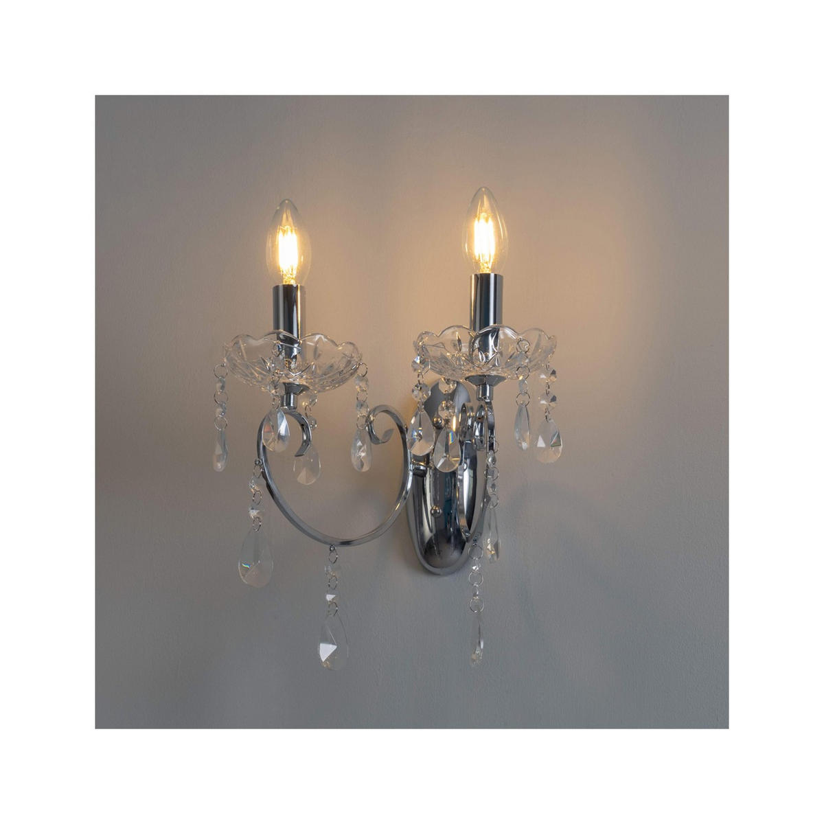WANDLEUCHTE Pavia, Silber/Chrom, 28cm - Chromfarben, Glas (20/28/25.5cm) - KOSILUM