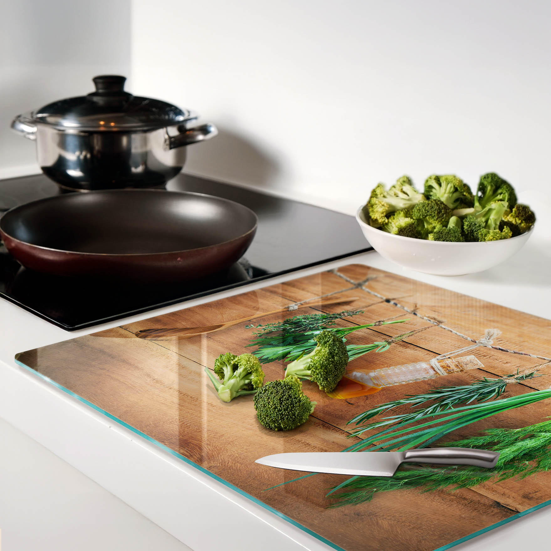 Thumbnail - Tulup Glasplatte, Grün, Glas, 60x0.4x52 cm, Küchen, Küchenelektrogeräte, Herde, Herdabdeckplatten