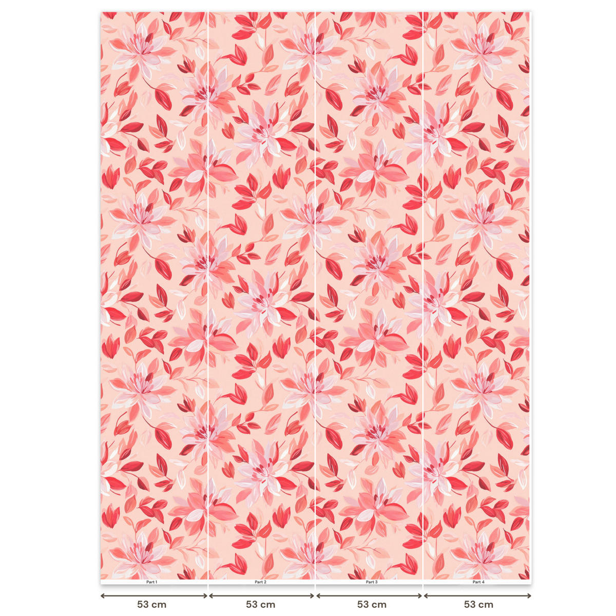 TAPETE - Botanisch - Blumen - Rot - 200x280 cm - Koralle, Papier (200/280cm) - OnlyWow