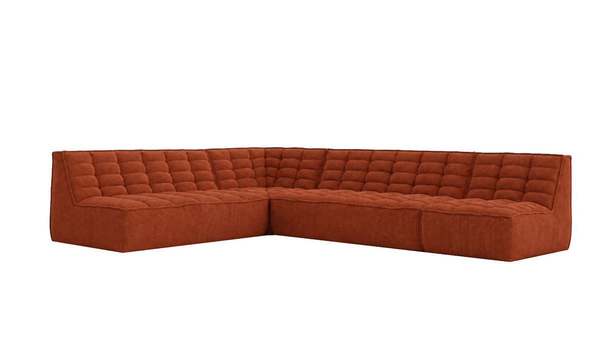 ROHOVÁ SEDAČKA modulární ve tvaru L, plyšová tkanina Pop, Měděná, Pravá strana, LAZY L - měděná, dřevo (333/253cm) - Kaiser Möbel