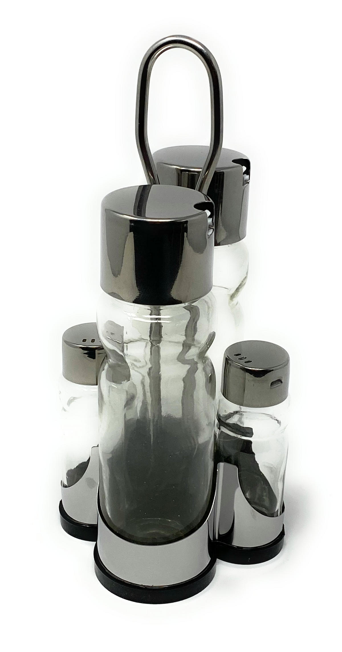 MENAGE Essig und Öl Spender Glas Edelstahl 210 - Grau, Metall (11/22.5/10.5cm) - DanDiBo