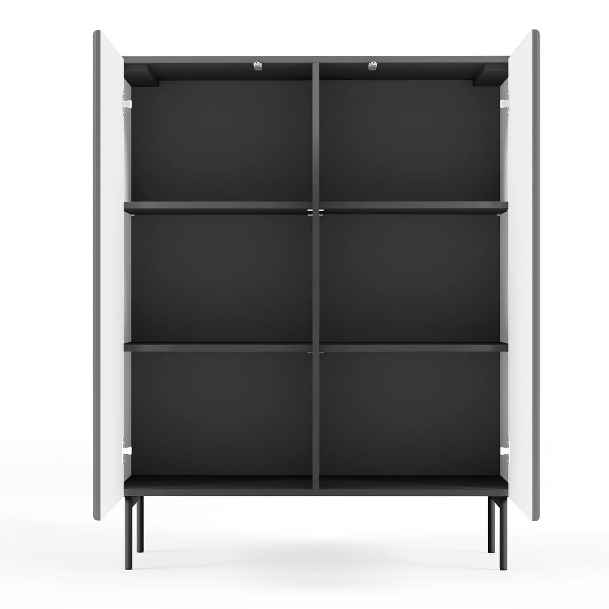 HIGHBOARD TRATTO 98,6/123/39,8cm 2 Türen Schwarz - Schwarz, Holzwerkstoff (98.6/123/39.8cm) - MASSENO