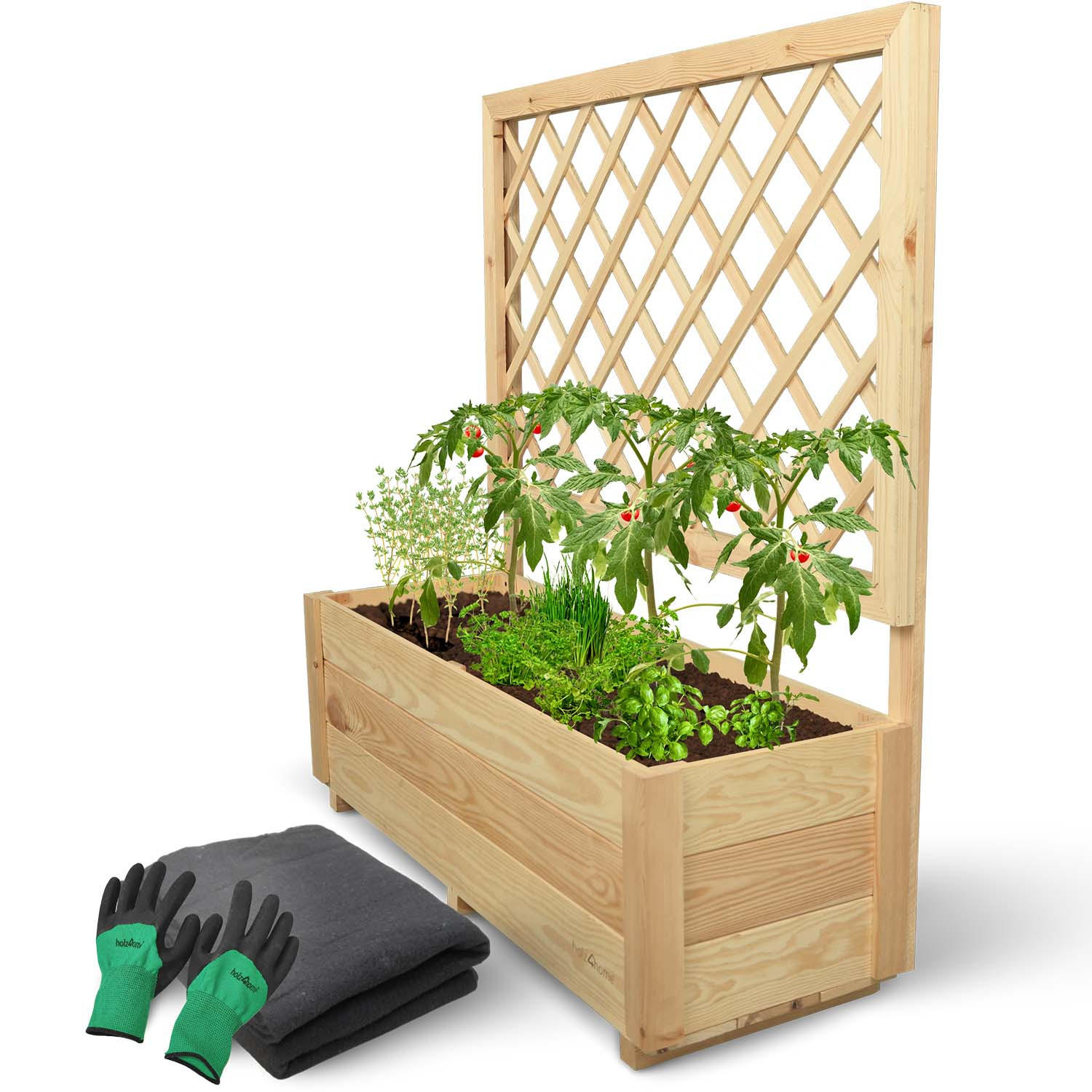 PFLANZKASTEN mit Rankgitter- Kiefer - 98 x 34 x 104cm - Naturfarben, Holz (98/104/34cm) - holz4home