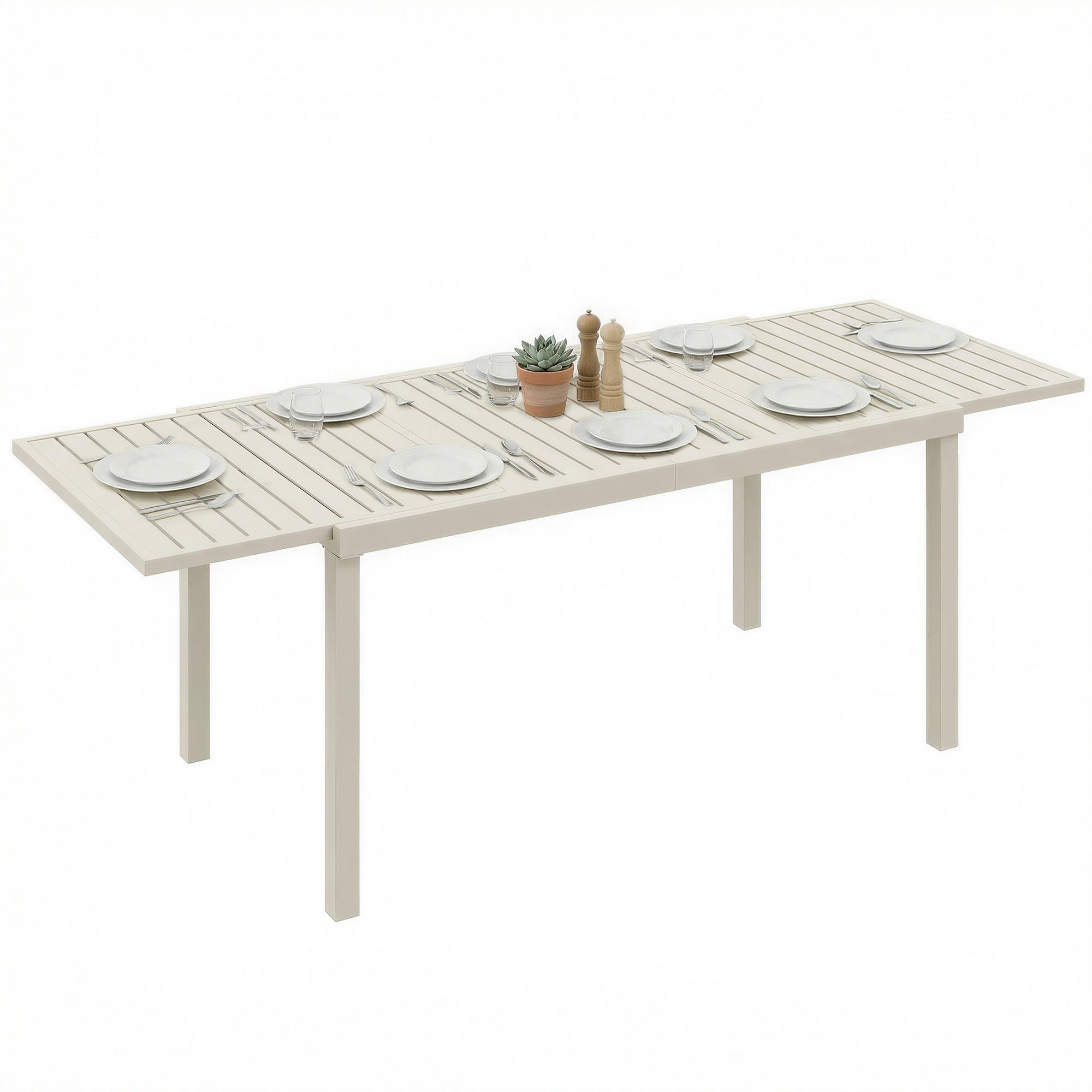 GARTENTISCH DE-14179 150-225 cm, für 6-8 Personen Weiß - Weiß, Metall (225/85/75cm) - ComfortXL