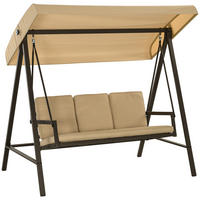 HOLLYWOODSCHAUKEL, 3-Sitzer, Beige, 200 x 125 x 175 cm - Beige, Kunststoff (125/175/200cm) - Outsunny