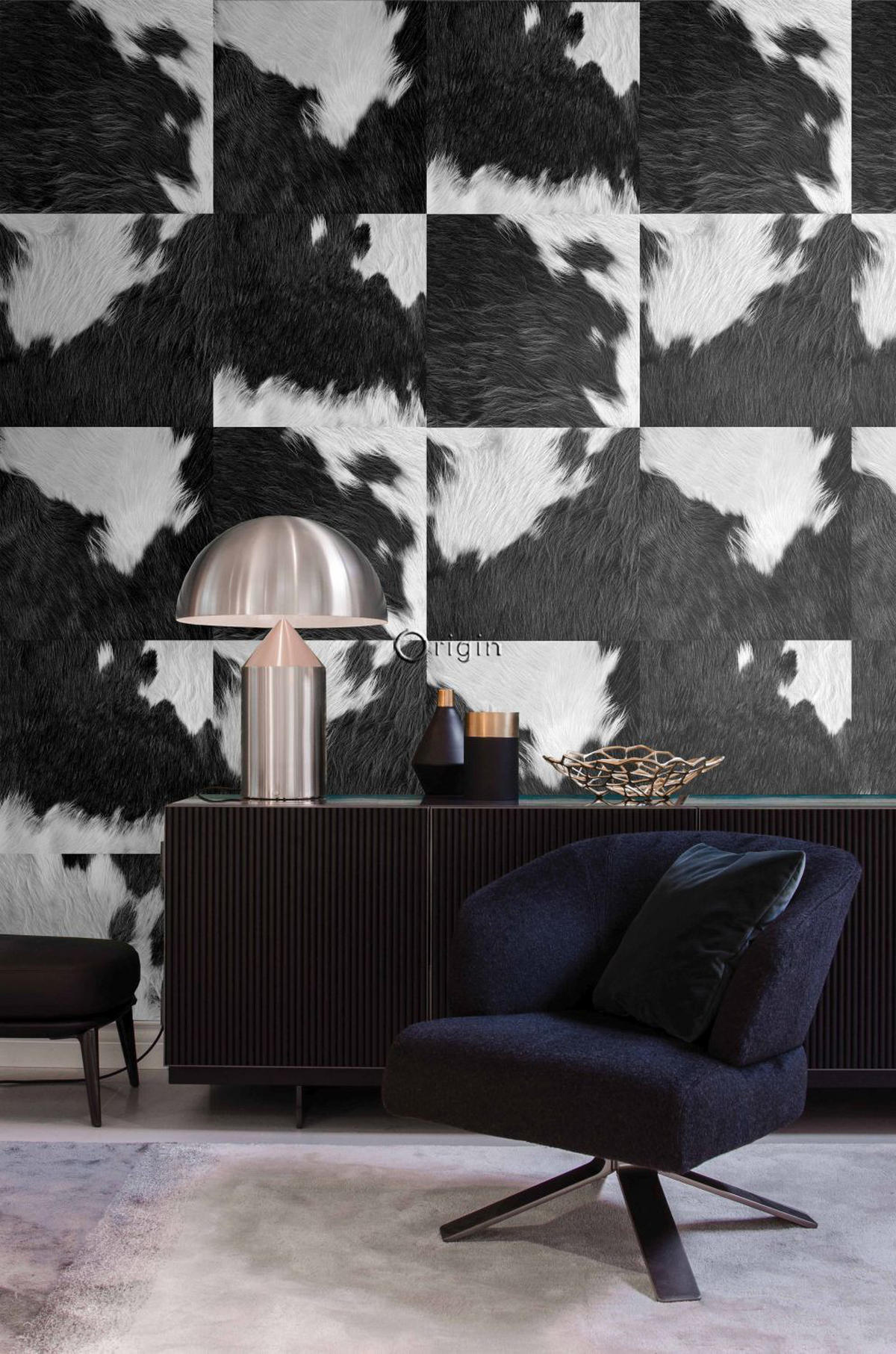 XXL-VLIESTAPETE Kuhfell-Optik 50 x 900 cm - Schwarz, Papier (50/900cm) - Origin Wallcoverings