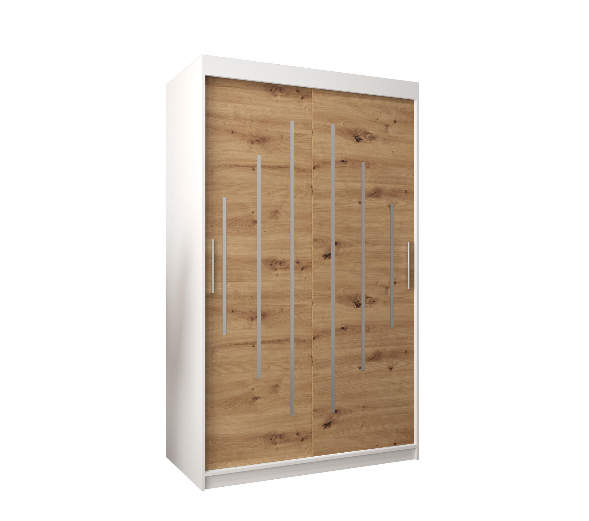 SCHWEBETÜRENSCHRANK 200/120/62 2-türig - Silberfarben/Eiche Artisan, Holz/Kunststoff (120/200/62cm) - Abiks Möbel