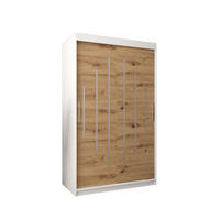 SCHWEBETÜRENSCHRANK 200/120/62 2-türig - Silberfarben/Eiche Artisan, Holz/Kunststoff (120/200/62cm) - Abiks Möbel