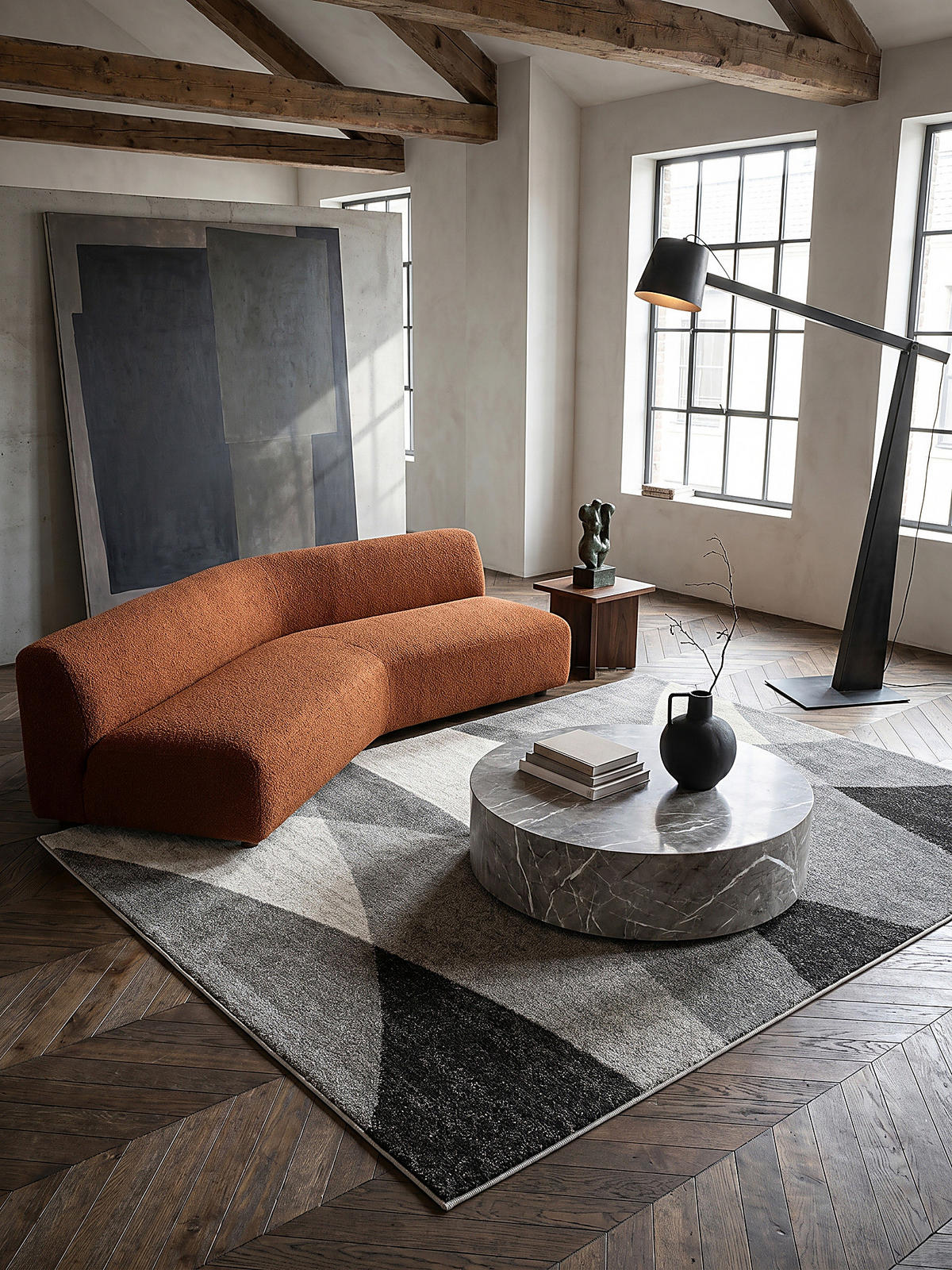 TEPPICH Niederflor Abstrakt THUR Polypropylen Grau 120 x 160 cm - Grau, Textil (120/160cm) - KADIMA DESIGN